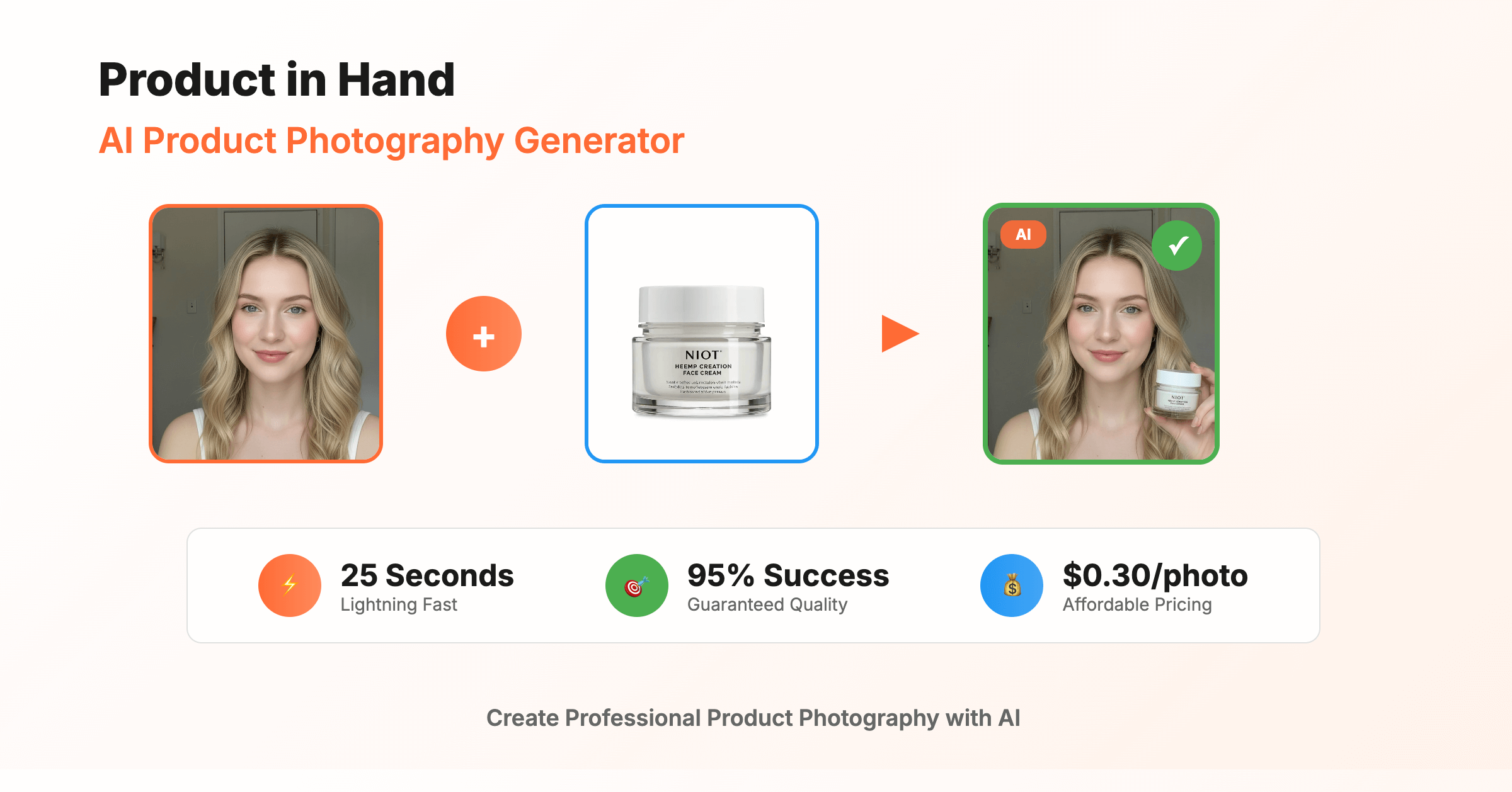 AI Product in Hand Generator | 25s Professional Photos